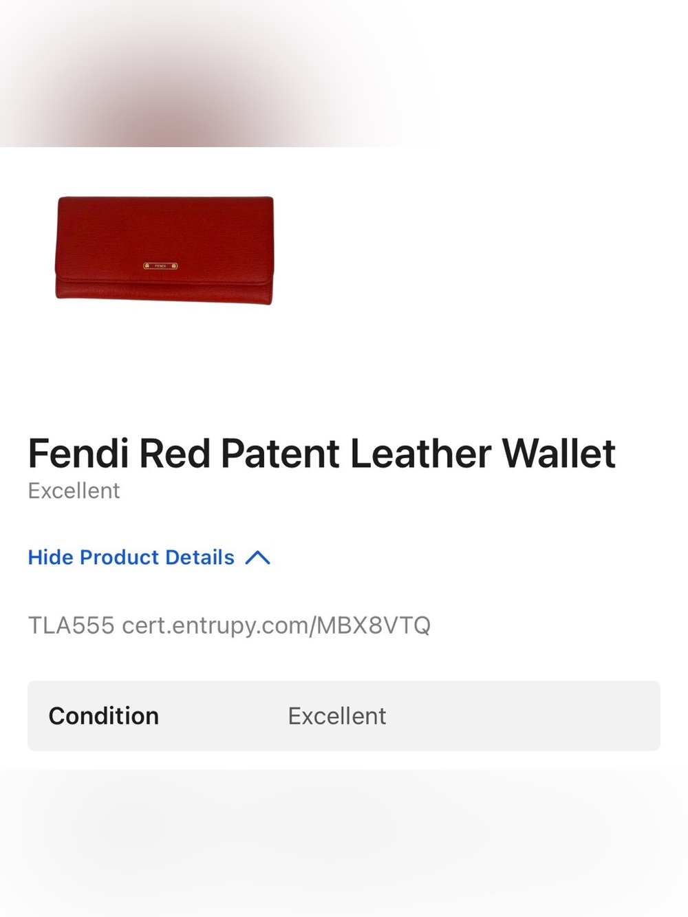 Fendi Red Patent Leather Long Fold Wallet with Metal Logo
